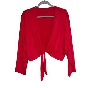 Torrid Super Soft Wear What You Love Knit Red Crop Long Sleeve Tie Blouse Size 4